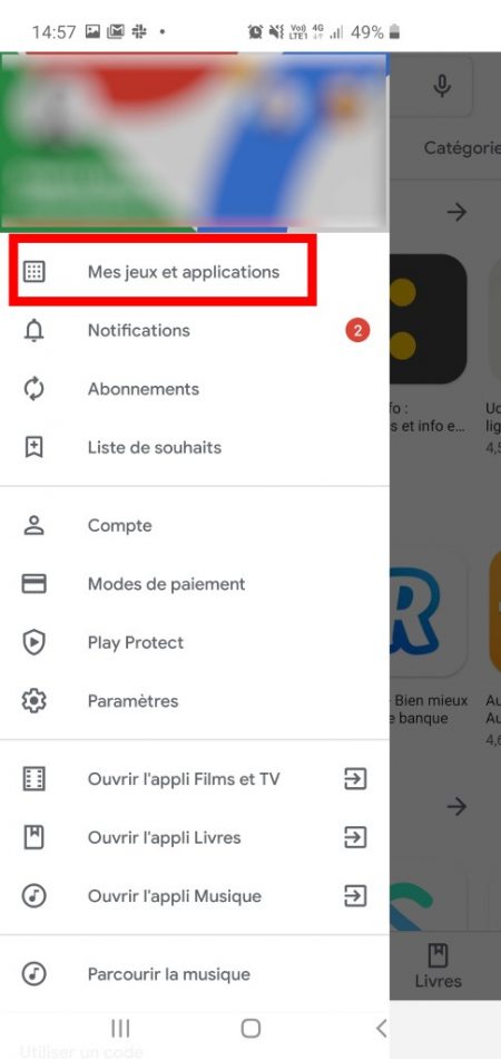 supprimer un application android : étape 2