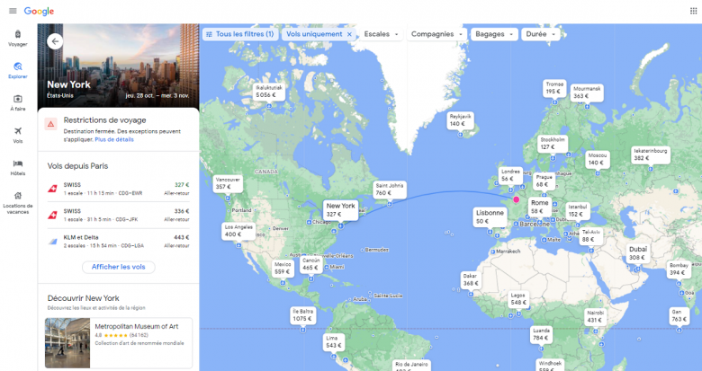 voyage multi destination google flight