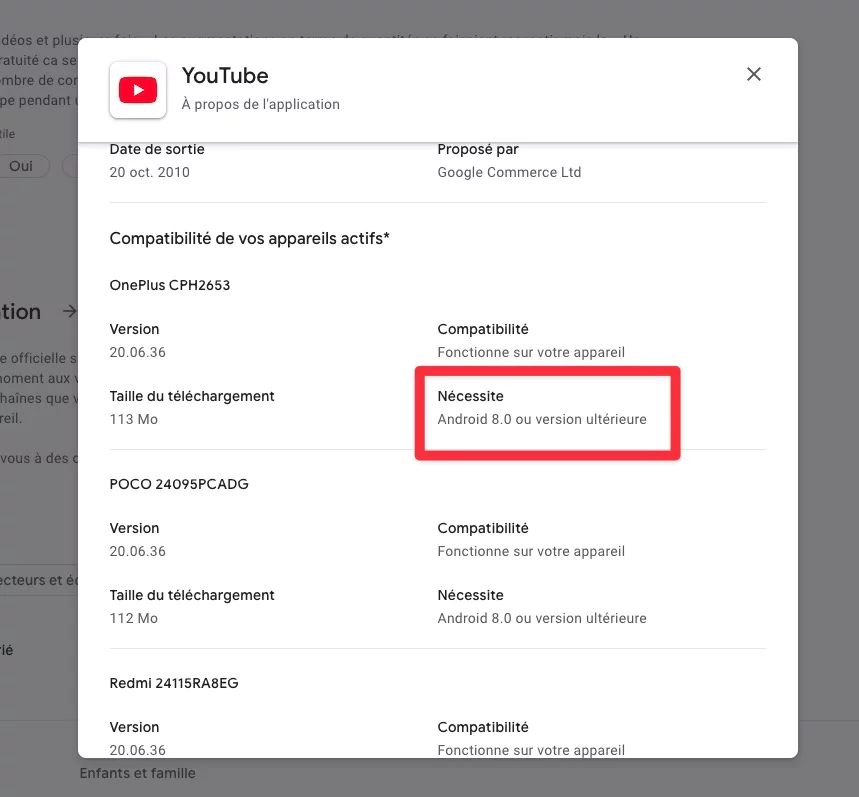 Exigences système de YouTube